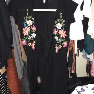 Black floral romper